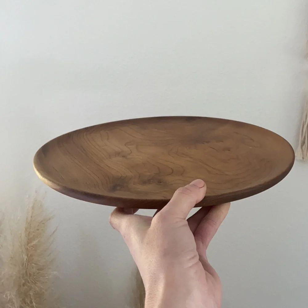 Myrtlewood wooden round tray modern farmhouse decor - Picture 4 of 16